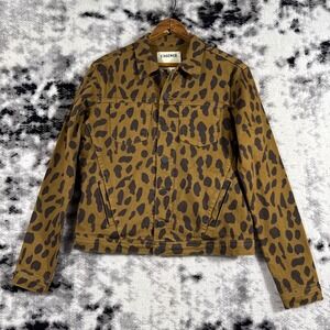 L'Agence Animal Celine Jean Jacket Womens Medium Brown‎ Spotted Animal Moto